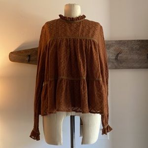 Sezane | Gabbie Lace Tiered Ruffle Blouse Size 40 (US 8/10) Top